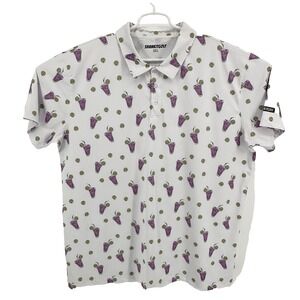Shank It Golf Polo Mens 3XL Purple Drank Print Short Sleeve Performance Shirt